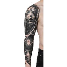 Dövme Kutusu Izemli Ay Kadını Sleeve Geçici Dövme | Orman Nehir Mistik Tasarım