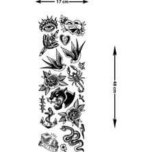 Dövme Kutusu Geçici Kol Kaplama Dövme – Göz, Kalp ve Çiçek Motifleri ile Aşk, Farkındalık ve Doğanın Birleşimi!