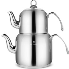 Emsan Bade Devrilmez Paslanmaz Çelik Çaydanlık Takımı Large