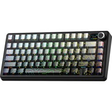 Aula F75 Max Mekanik Rgb Tkl Reaper Switch Kablosuz Makrolu Hot Swap Klavye Desenli Siyah