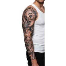 Dövme Kutusu Harley Quinn Sleeve Geçici Dövme | Palyaço Makyaj Makineli Tüfek Para Zar Kaos Tasarım