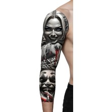 Dövme Kutusu Harley Quinn & Joker Sleeve Geçici Dövme | Why So Serious Palyaço Kanlı Kaos Tasarım