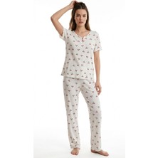 Berin Pandora Raporlu Mini  V Yaka Detaylı Pijama Takımı