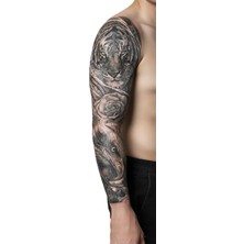 Dövme Kutusu Geçici Kol Kaplama Dövme – Aslan ve Kartal Motifi ile Güç, Asalet ve Özgürlüğün Sembolü!