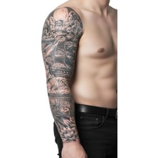 Dövme Kutusu Korsan Hayalet Gemi Sleeve Geçici Dövme | Hazine Sandığı Kuzgun Kafatası Lotus Ay Tasarım