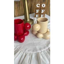 Zeynepin Dükkanı 2 adet krem kırmızı türk kahvesi Fincan