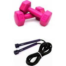 Cosfer 1x2 kg Köşeli Dambıl Seti 2 Adet Pembe Vinyl Kaplama ile Uzun Ömürlü