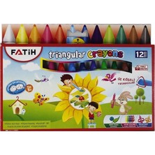 Fatih Triangular Crayons 12 Renk Jumbo Boya Çocuklar İçin Toksit Madde İçermeyen Güvenli