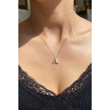 Spossy Silver Jewelry Baget Taşlı A Harfi Kolye