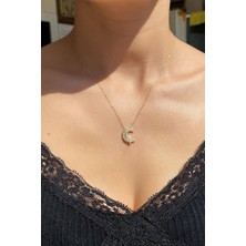 Spossy Silver Jewelry Baget Taşlı Ç Harfi Kolye