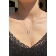 Spossy Silver Jewelry Baget Taşlı Ü Harfi Kolye