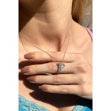 Spossy Silver Jewelry Baget Taşlı P Harfi Kolye
