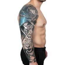 Dövme Kutusu Geçici Kol Kaplama Dövme – Aslan ve Savaşçı Motifleriyle Gücün ve Cesaretin Sembolü!