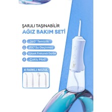 Ensiga Şarjlı Taşınabilir Ağız Duşu Su Flosser Diş Temizleme Cihazı Çok Başlıklı Ağız Bakım Seti