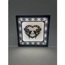 Canlı Anılar Sevgiyi Aydınlatan Dekoratif LED Işıklı Ahşap Gece Lambası  – Kuş ve Kalp Temalı