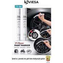 Sviesa Oto Lastik Yazı Kalemi 2'li Set Beyaz Araç Lastik Yazma Boyama Kalemi