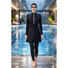 Adasea Yarım Fermuarlı Sörfçü Mayo Tayt ve Etek Kombinli Yüzücü Tesettür Mayo 61114