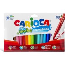 Carioca Kalın Keçeli Boya Kalemi Yıkanabilir 18'li Renkli Jumbo Kalem Seti Çocuklar İçin