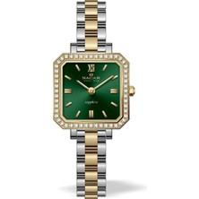 Nacar Safir Cam Gümüş - Altın - Yeşil Kadın Kol Saati NC08-39430759-CNMS