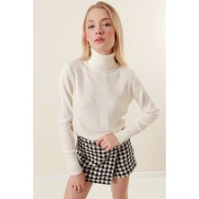 Onno Style Düz Balıkcı Yaka Bayan Kazak