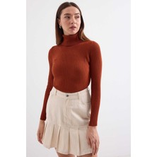 Onno Style Fitilli Balıkcı Yaka Bayan Kazak