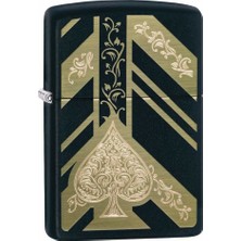 Zippo Ace Of Spades Mat Siyah Çakmak 29998-000003 Metal Alaşım Benzinli Hediye Seçeneği ile Şık Tasarım