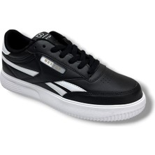 Best Of 2014-26 Cilt Deri Anatomik Bağcıklı Erkek Sneaker Siyah Beyaz