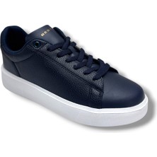 Best Of 2083-26 Baskı Deri Anatomik Erkek Sneaker Lacivert Beyaz