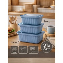 Nesto Home 3'lü Mikrodalgaya Girebilir Dikdörtgen Saklama Kabı Bpa Içermez Dondurucu Uyumlu