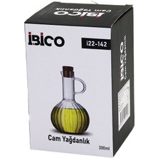 Ethab Ticaret Mini Cam Yağdanlık Çizgili Desen 300ML Ahşap Bambu Mantar Tıpa (4457)