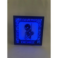 Canlı Anılar Kişiye Özel Iskelet Tasarımlı Işıklı Gece Lambası – Dekoratif Aydınlatma Mavi