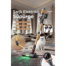 Ensiga Business 40KPA 650W Max Güç LCD Ekranlı Bldc Şarjlı Katlanabilir Toz Işıklı Ev Ofis Dikey Süpürge