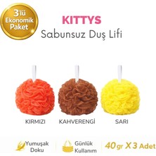 KITTYS Kıttys 3’lü Ekonomik Sabunsuz Duş Lifi Seti (40 gr x 3 Adet)