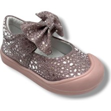 Arzen Bebe 122-26 Simli Pullu Papyonlu Cırtlı Anatomik Kız Bebek Ayakkabısı 19-23