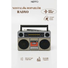 Neffo Retro Ev Tipi Fm Radyo Bluetooth Hoparlör, USB ve Sd Kart Girişli | Vintage Taşınabilir Müzik Çalar
