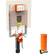 Vitra V-Fix Gömme Rezervuar Seti 8 cm + Round Kumanda Paneli Stop Valf Dahil (Tam Set) 800-2030 + 800-2031