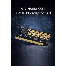 Alfas M.2 Nvme SSD Ngff To Pcie 3.0 X16 Adaptör M-Key Genişletme Kartı Çevirici Dönüştürücü