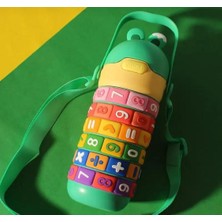 Vagonlife Paslanmaz Çelik Okul Su Matarası-Dört Işlem EĞITICI-430ML-PIPETLI Askılı Kulplu Suluk Termos