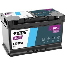 Exide EK820 12V 82AH 800A Start Stop Agm Akü (Üretim TARIHI:2025)