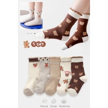 Yasyas 5 Çift Bear Desenli Kız Çocuk Çorap Seti (Extra Soft)