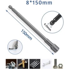 Depomega 8X150 mm Manyetik Somun Adaptörü Uzun 15 cm Somun Sökme Bits Uç