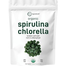 Micro Ingredients Organic Spirulina Chlorella Tablets, 3,000MG Per Serving, 720 Tablets.