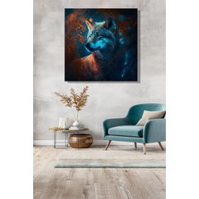 Şehber Kanvas Duvar Tablosu Kare Tekli Salon Mutfak Yatak Odası Ofis Dijital Mistik Kurt Portre