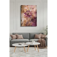 Şehber Duvar Tablosu Dikey Kanvas Tekli Salon Mutfak Yatak Odası Ofis Soyut Çizgisel Lila Çiçekleri