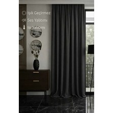 Taç Antrasit Blackout Işık Geçirmez Kornişli Karartma Saten Perde Lüks Fon Perde Antrasit