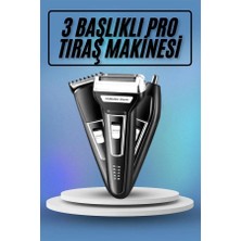 Kulak Burun Kıl Kesme Ense Yanak Tıraş Seti 3 Başlıklı Profesyonel Nemere
