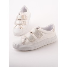 Muggo Oriella Kız Çocuk Cırt Cırtlı Simli Günlük Sneaker Spor Ayakkabı