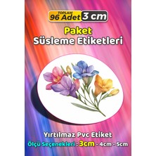 Sb Store Çiçek Temalı Ambalaj Hediye Paket Süsleme Etiketi Model 332 - 96 Adet 3cm