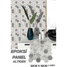 Renkli Duvarlar 30×30CM Altıgen Benekli Epoksi 1 Adet 3D Yapışkanlı Duvar Kaplama Paneli Mutfak Banyo Salon Ofis