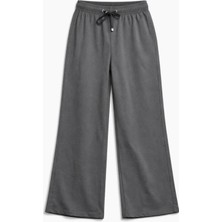 Mixray 2071 Kadın Lastikli Bel Bağcıklı Palazzo Bol Paça Pantolon Antrasit